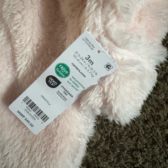 Carter's Pink Plush Footie One Piece - Picture 2 of 3